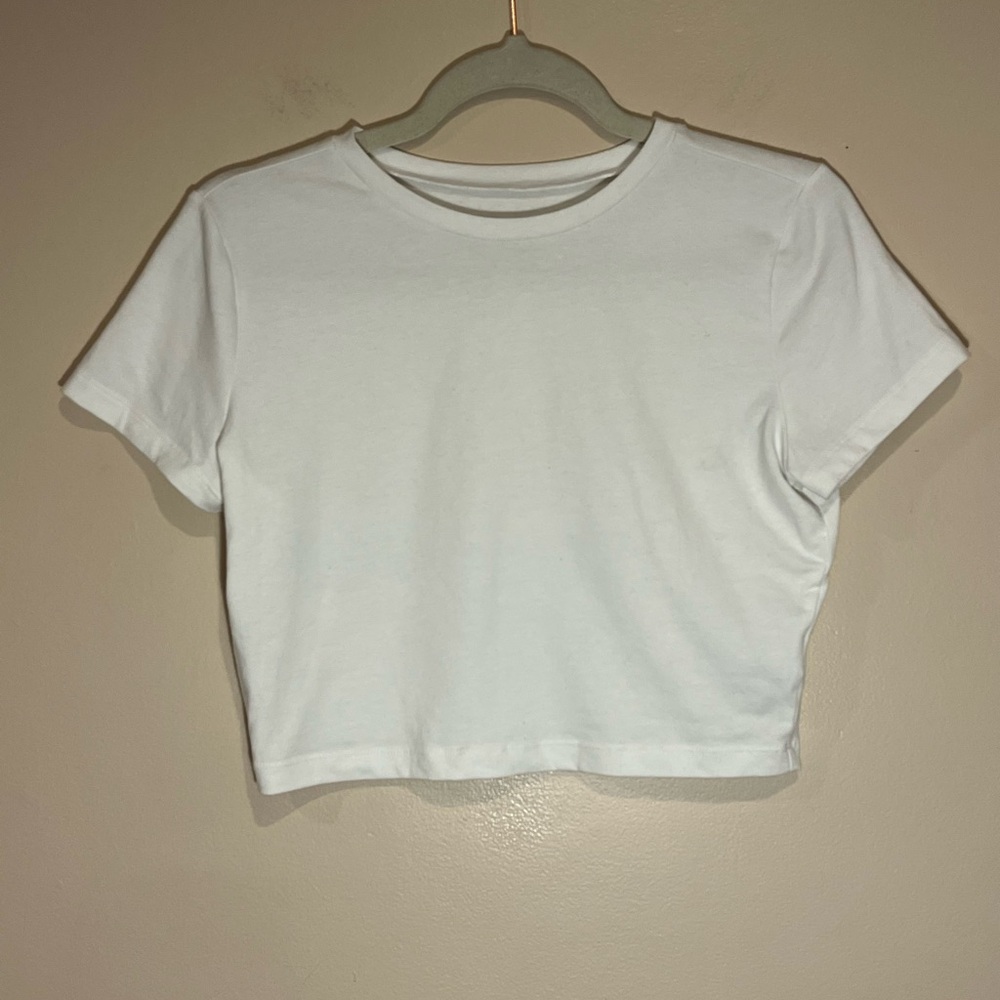 Wild Fable White Short Sleeve Crop Top